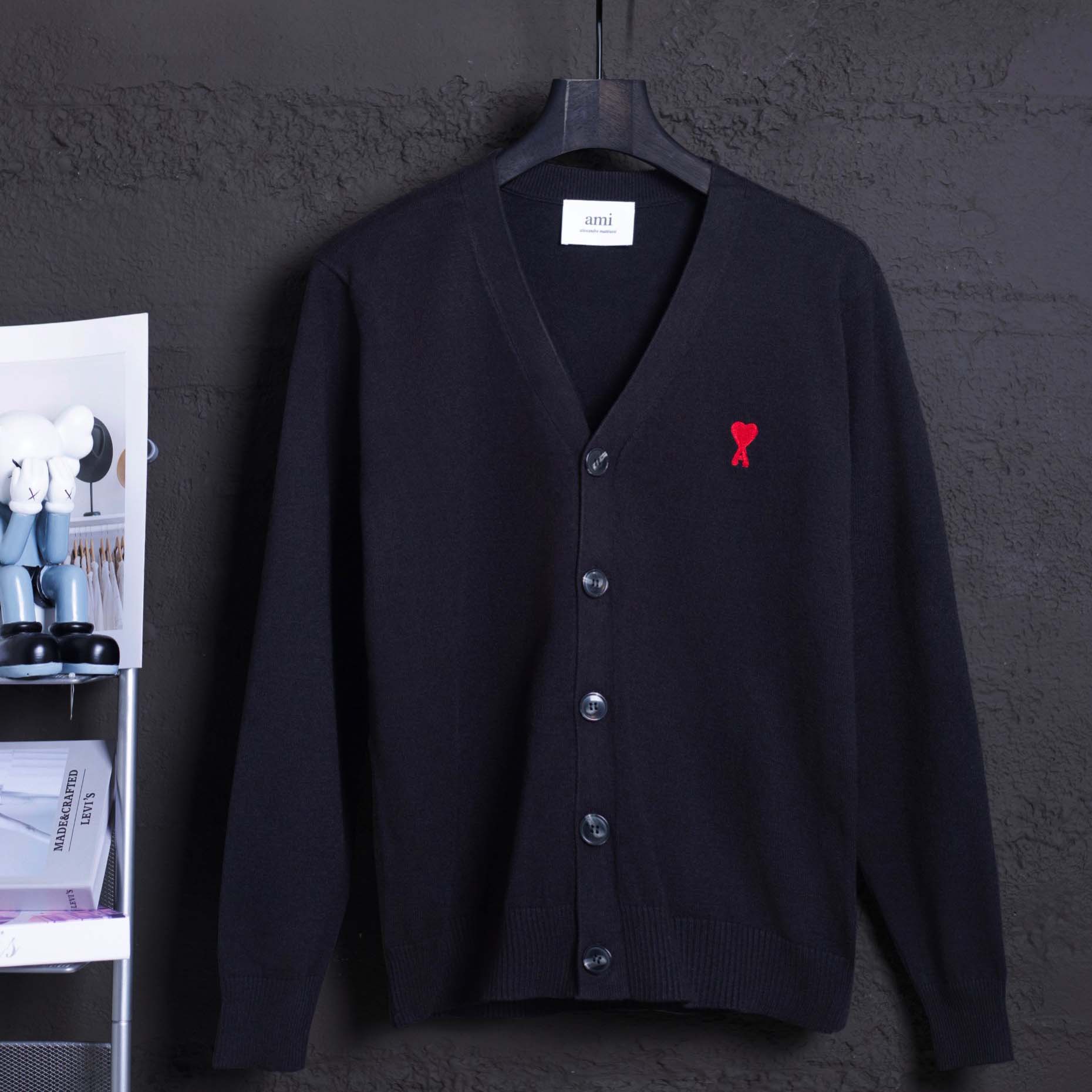 AMI Paris Ami De Coeur Wool Cardigan - EUR FASHION