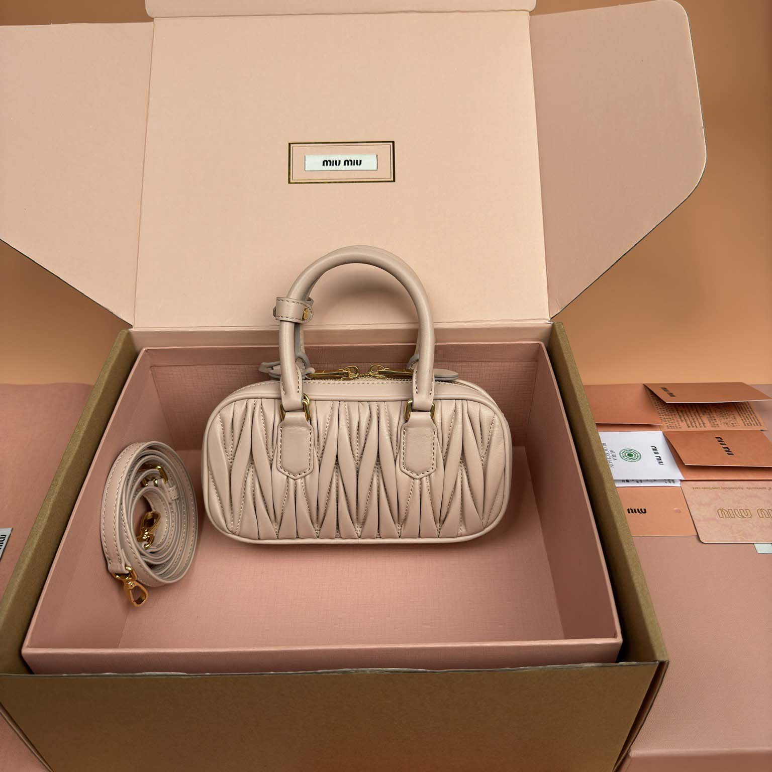 Miu Miu Powder Pink Arcadie Matelassé Nappa Leather Mini-bag - EUR FASHION