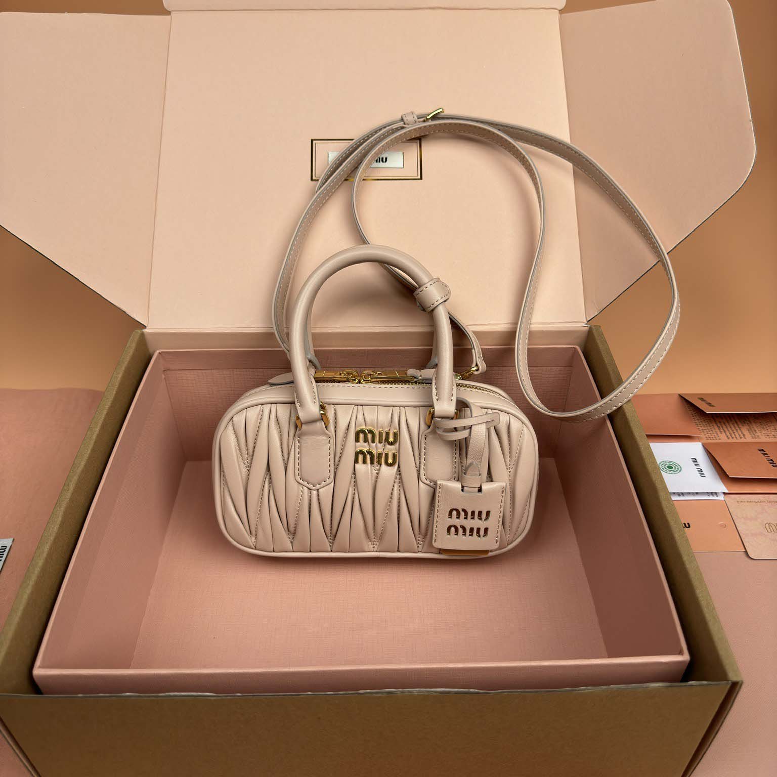 Miu Miu Powder Pink Arcadie Matelassé Nappa Leather Mini-bag - EUR FASHION