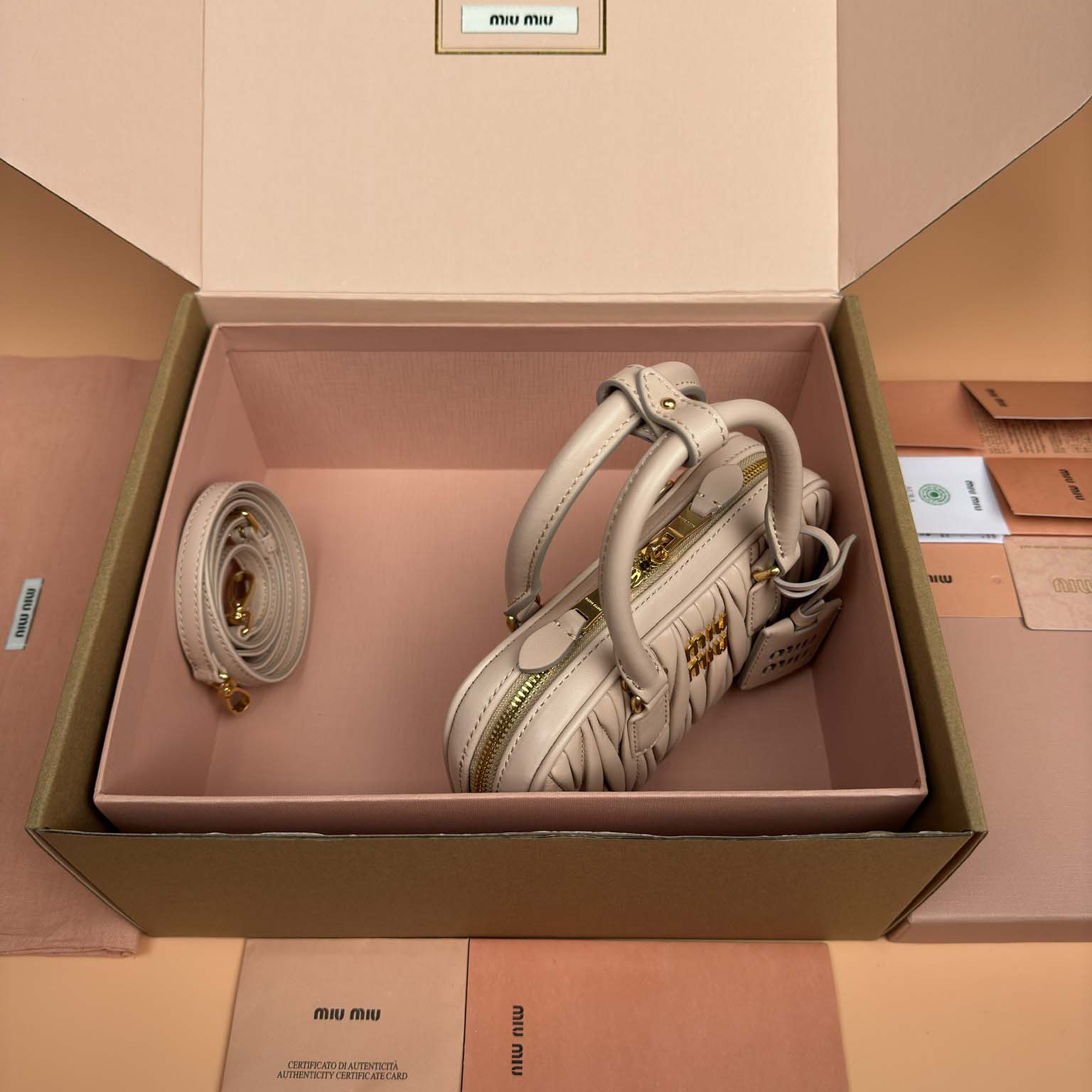 Miu Miu Powder Pink Arcadie Matelassé Nappa Leather Mini-bag - EUR FASHION