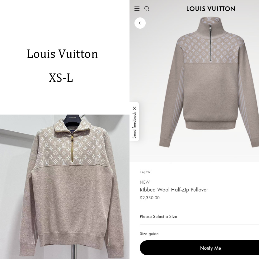 Louis Vuitton Ribbed Wool Half-Zip Pullover   1AJBWI - EUR FASHION