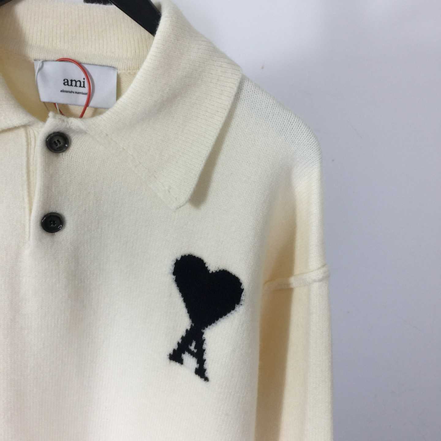 AMI Paris Ami De Coeur Wool Polo Shirt - EUR FASHION