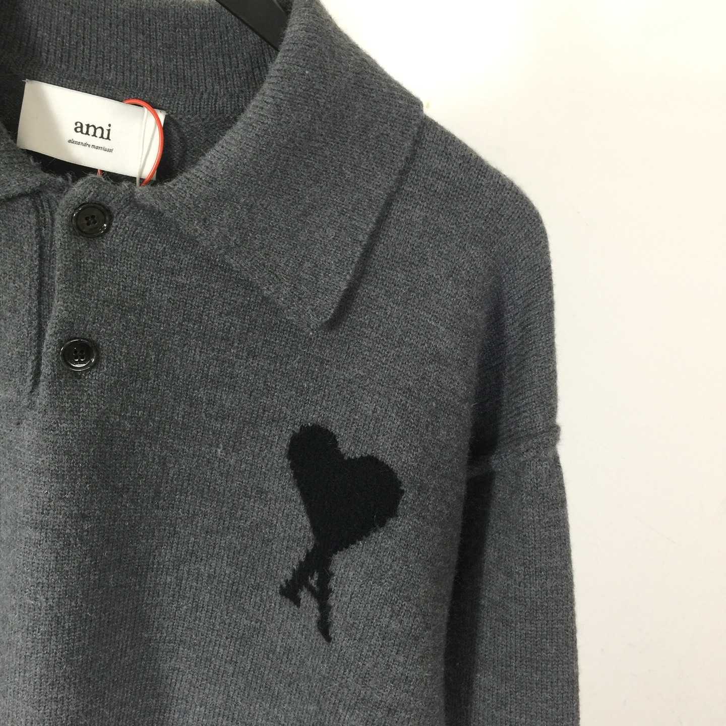 AMI Paris Ami De Coeur Wool Polo Shirt - EUR FASHION