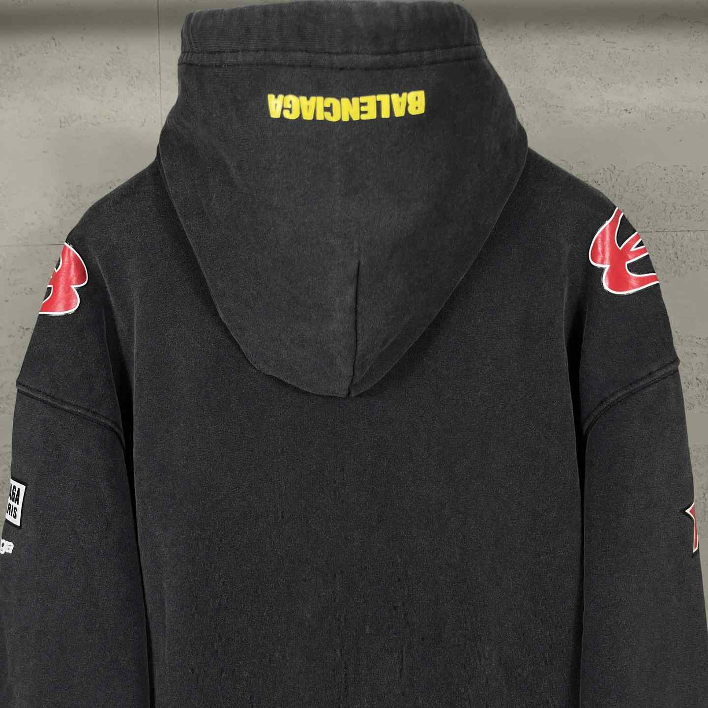 Balenciaga Sponsor Logos Large Zip-Up Hoodie In Faded Washed Black - EUR FASHION