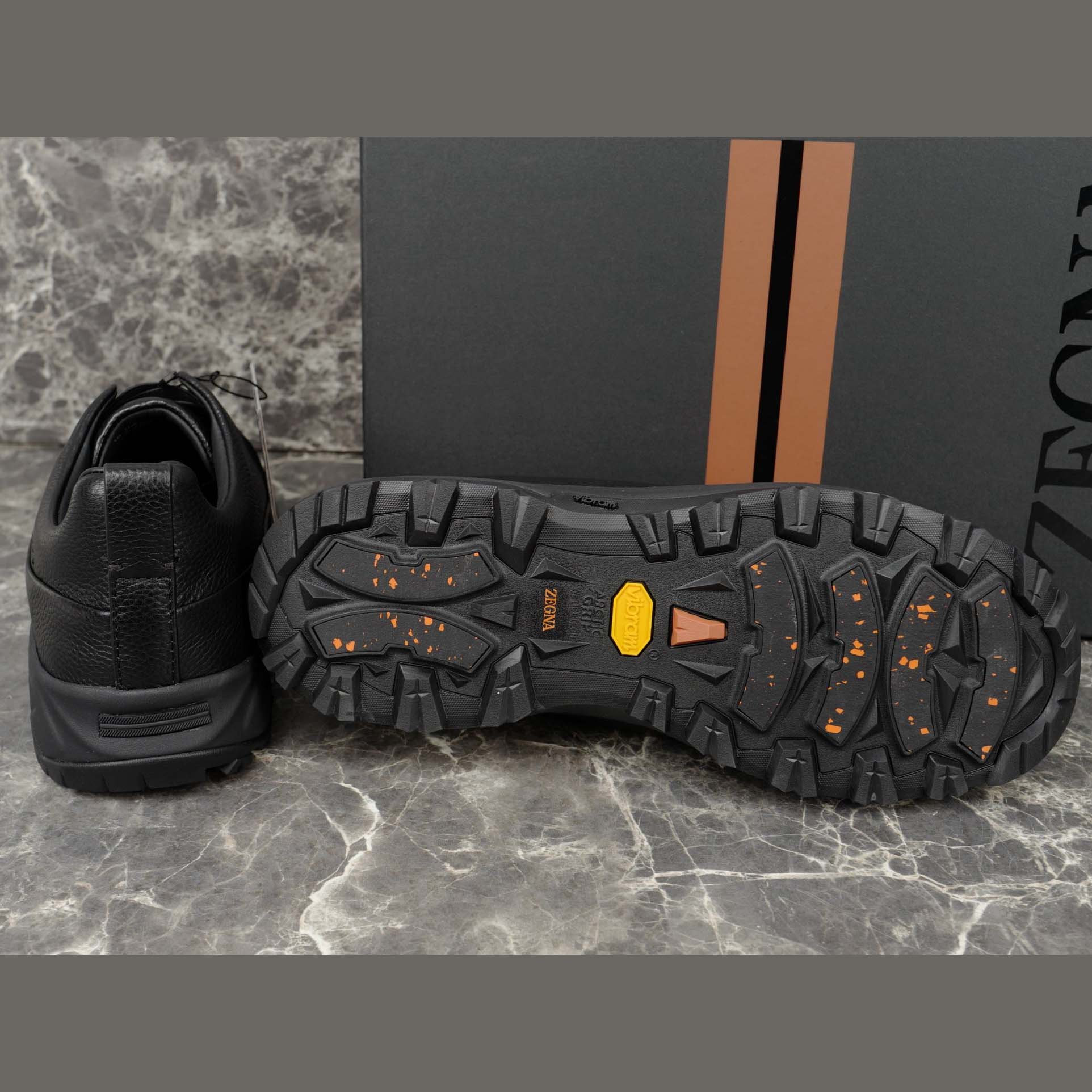 Zegna Black Leather Triple Stitch™ Monte Sneakers - EUR FASHION