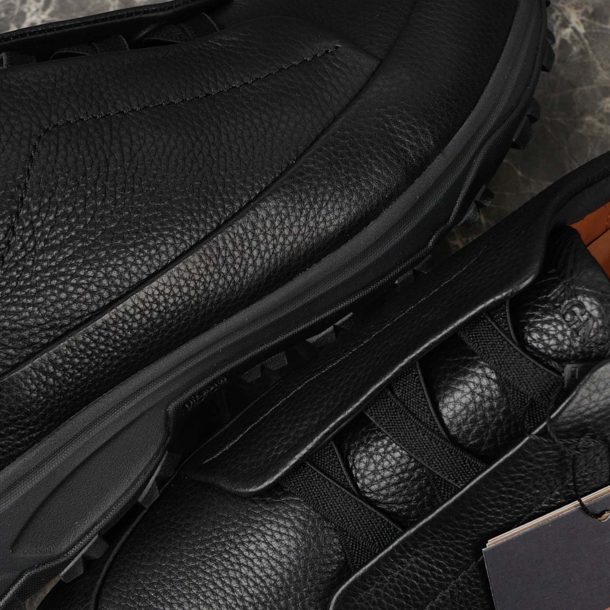 Zegna Black Leather Triple Stitch™ Monte Sneakers - EUR FASHION