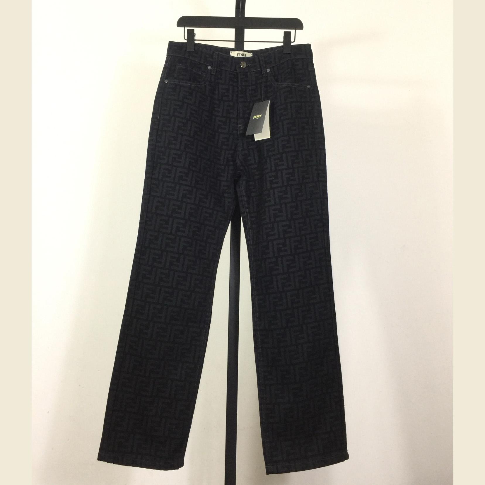 Fendi Black FF Denim Pants - EUR FASHION
