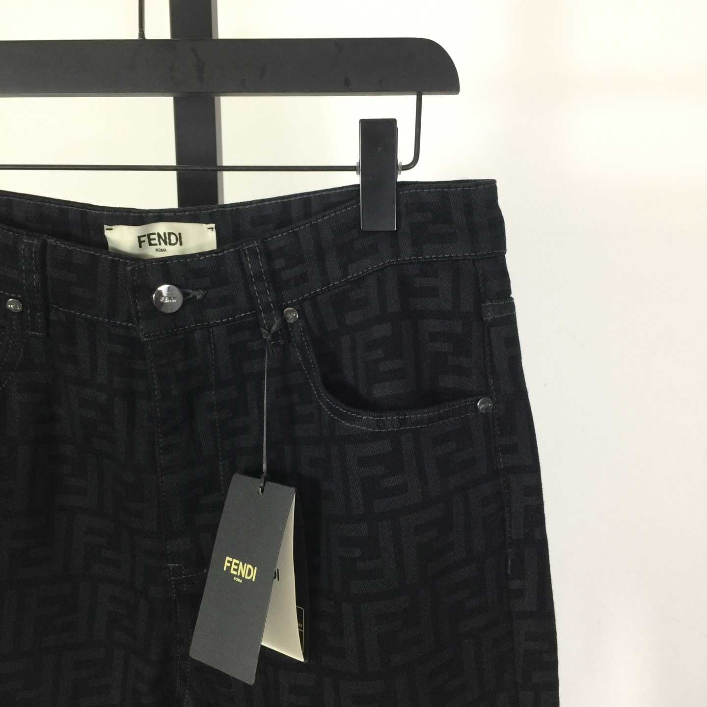 Fendi Black FF Denim Pants - EUR FASHION