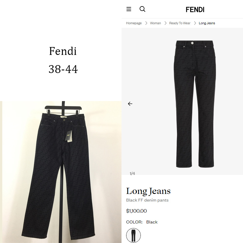 Fendi Black FF Denim Pants - EUR FASHION