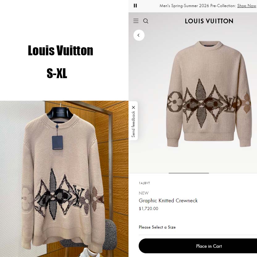 Louis Vuitton Graphic Knitted Crewneck   1AJBVT - EUR FASHION