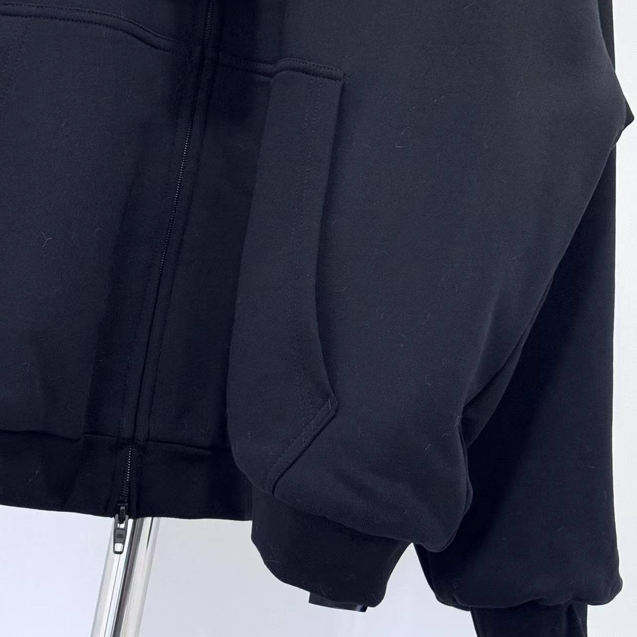 Balenciaga Fluffy Zip-Up Hoodie In Washed Black Medium Fleece - EUR FASHION