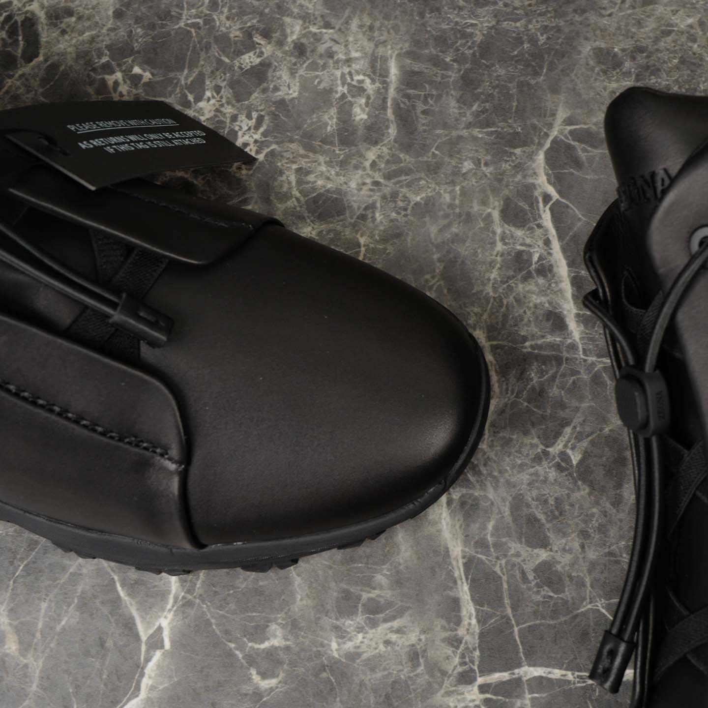 Zegna Black Leather Triple Stitch™ Vetta Sneakers - EUR FASHION