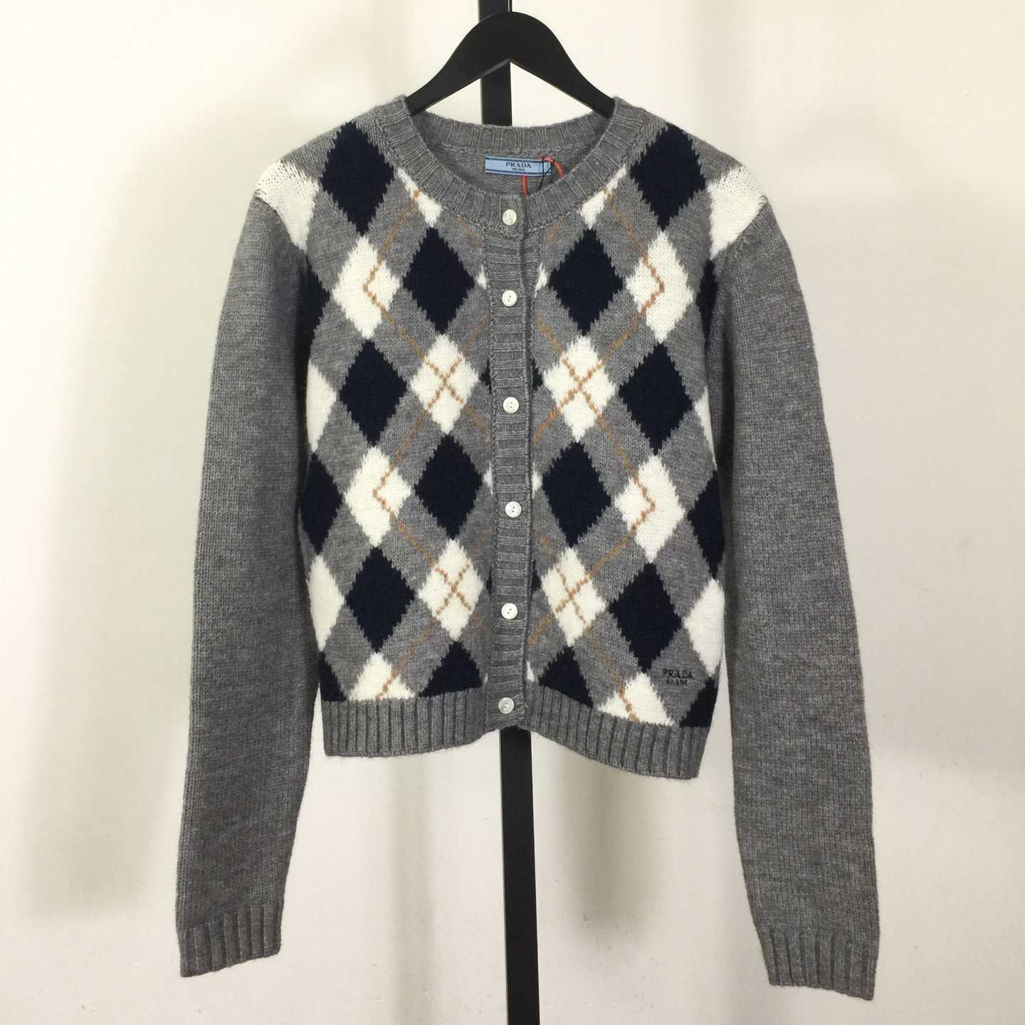 Prada Diamond-pattern Wool Cardigan - EUR FASHION
