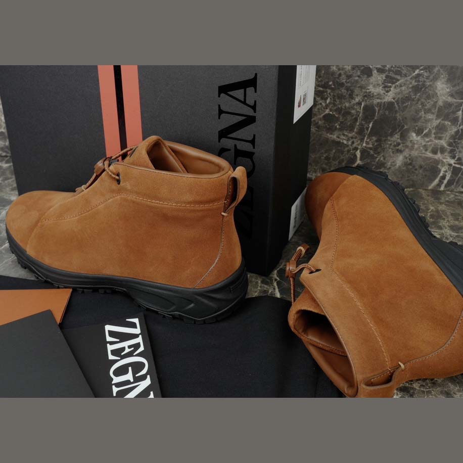 Zegna Dark Foliage Suede Triple Stitch™ Vetta Sneakers  - EUR FASHION