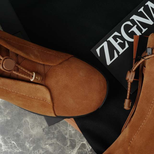 Zegna Dark Foliage Suede Triple Stitch™ Vetta Sneakers  - EUR FASHION