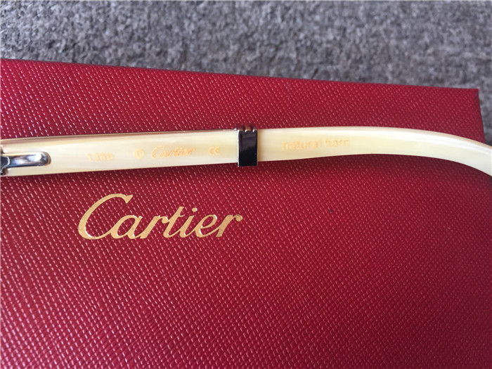 Cartier 7550178 57-22 White Curve Cattle  Horn  Sunglasses In  Gold Brown - EUR FASHION