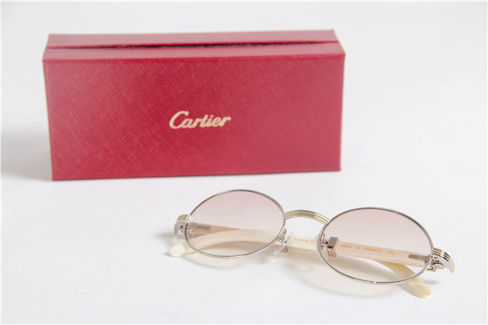 Cartier 7550178 57-22 White Curve Cattle  Horn  Sunglasses In  Gold Brown - EUR FASHION