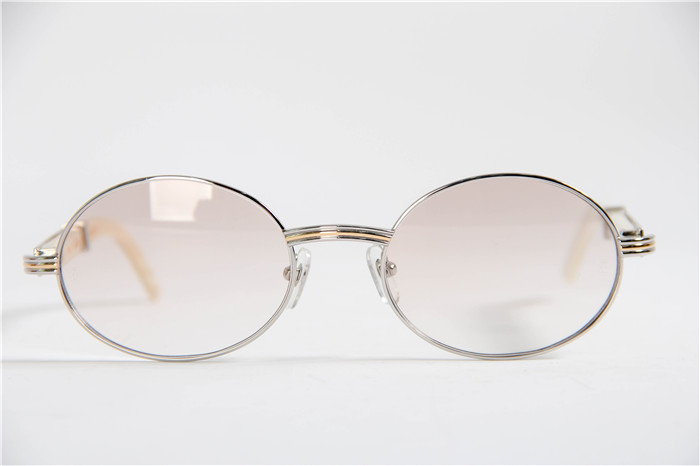 Cartier 7550178 57-22 White Curve Cattle  Horn  Sunglasses In  Gold Brown - EUR FASHION