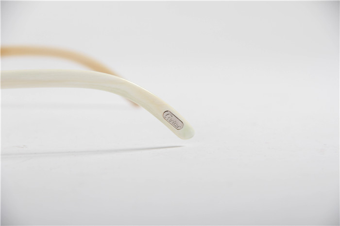 Cartier 7550178 57-22 White Curve Cattle  Horn  Sunglasses In  Gold Brown - EUR FASHION