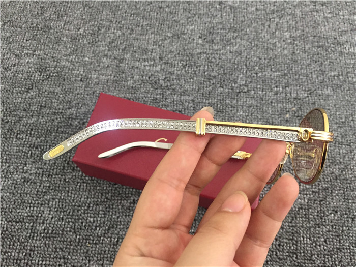 Cartier 7550178 55-22 Diamond Silver Curve Stainless Steel Sunglasses In Gold Brown - EUR FASHION