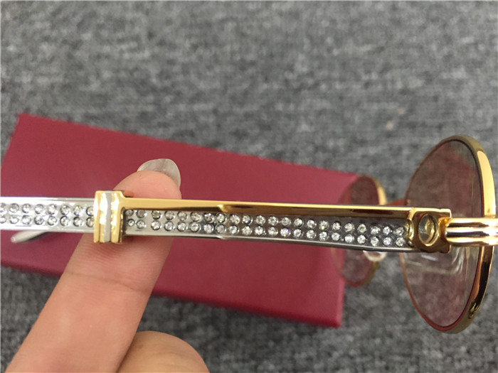 Cartier 7550178 55-22 Diamond Silver Curve Stainless Steel Sunglasses In Gold Brown - EUR FASHION