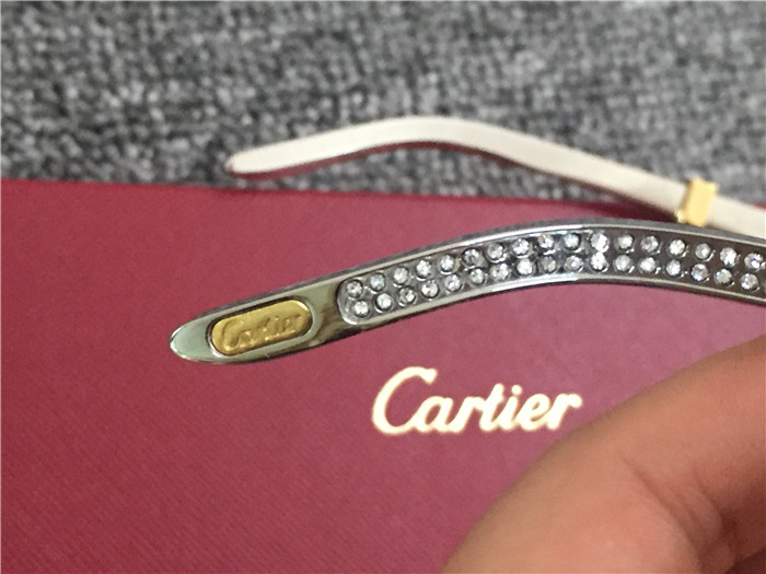 Cartier 7550178 55-22 Diamond Silver Curve Stainless Steel Sunglasses In Gold Brown - EUR FASHION