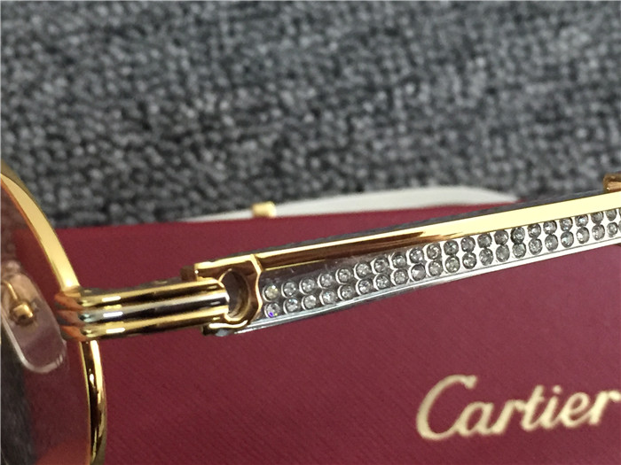 Cartier 7550178 55-22 Diamond Silver Curve Stainless Steel Sunglasses In Gold Brown - EUR FASHION
