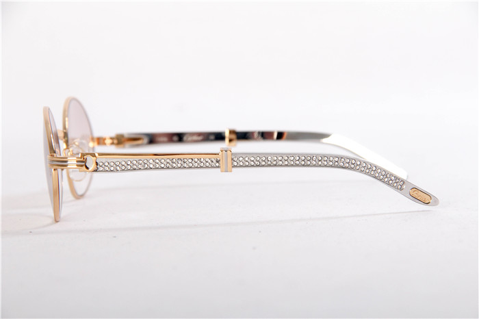 Cartier 7550178 55-22 Diamond Silver Curve Stainless Steel Sunglasses In Gold Brown - EUR FASHION