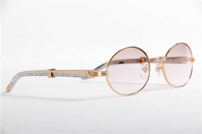 Cartier 7550178 55-22 Diamond Silver Curve Stainless Steel Sunglasses In Gold Brown - EUR FASHION