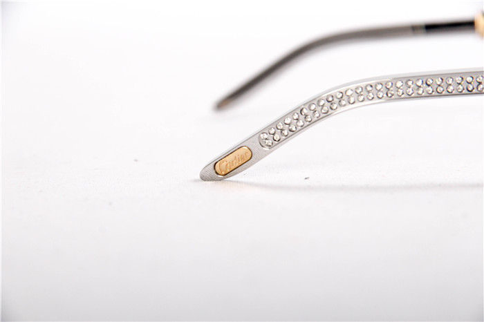 Cartier 7550178 55-22 Diamond Silver Curve Stainless Steel Sunglasses In Gold Brown - EUR FASHION