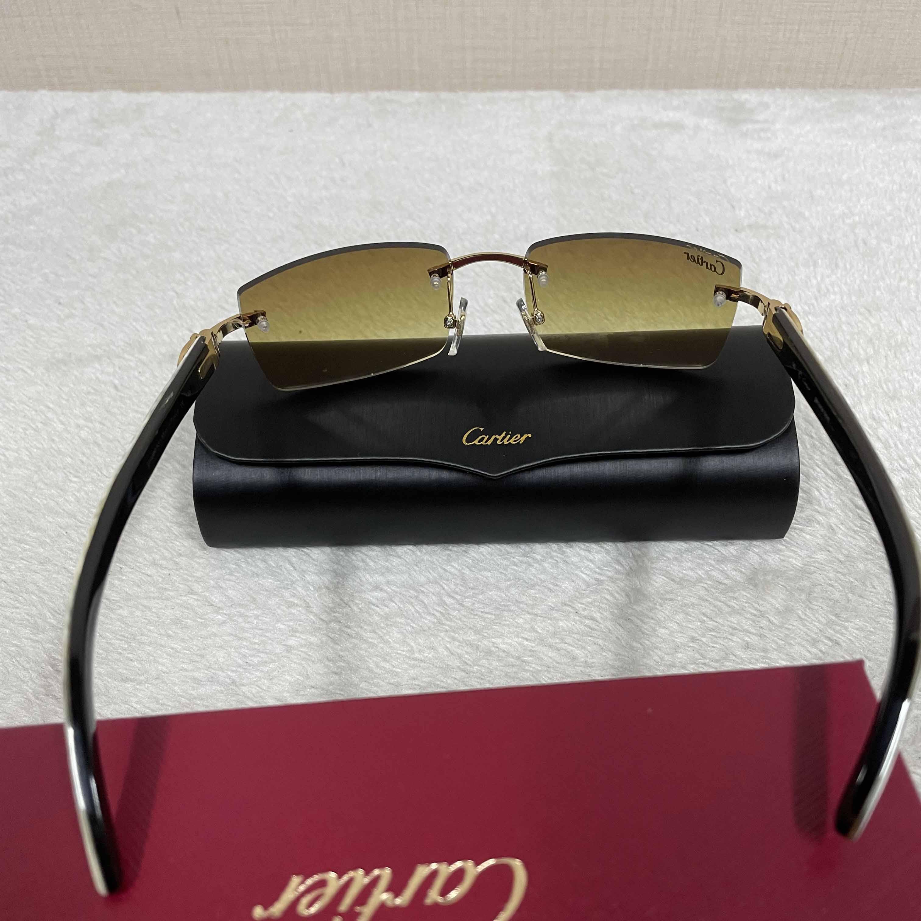 Cartier 3524012 White Buffalo Big Lens Sunglasses In Brown - EUR FASHION