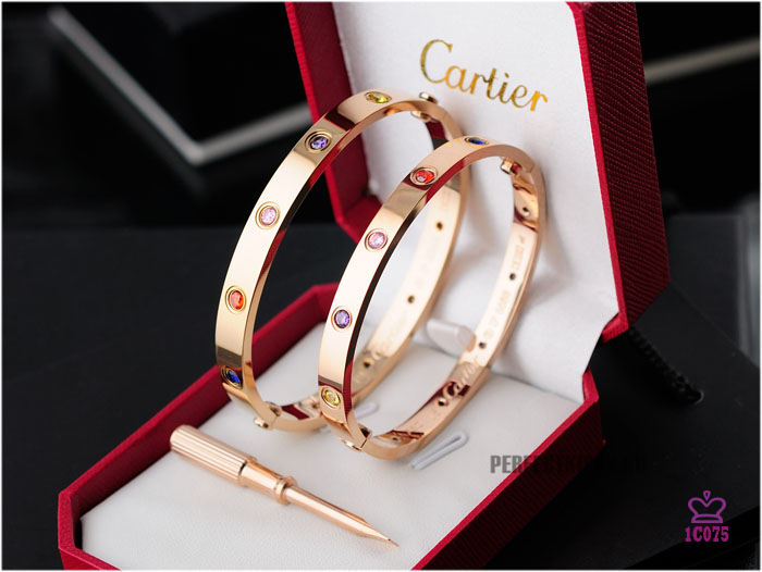 Cartier Love Bracelet Rose Gold With Colorful Stones - EUR FASHION