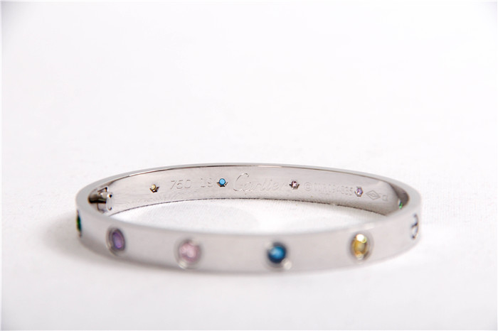 Cartier Love Bracelet Silver With Colorful Stones - EUR FASHION