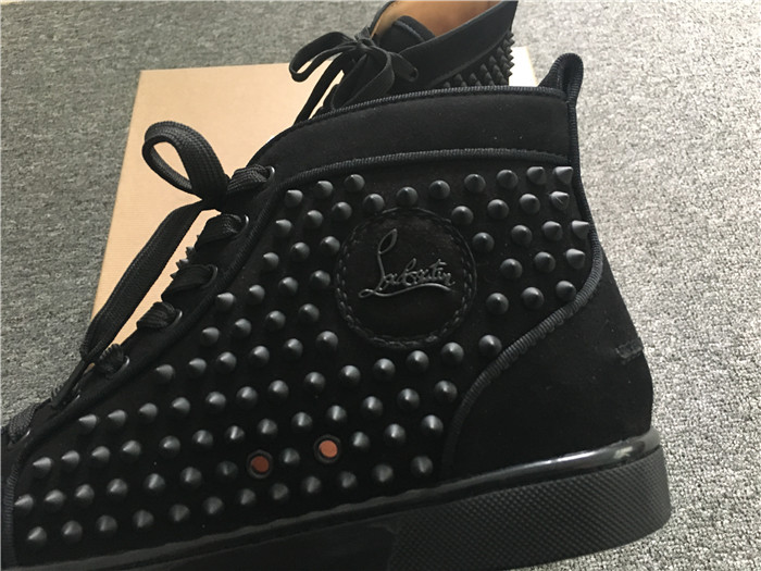 Limited Version Christian Louboutin Louis Spikes Black Orlato Suede Sneakers - EUR FASHION
