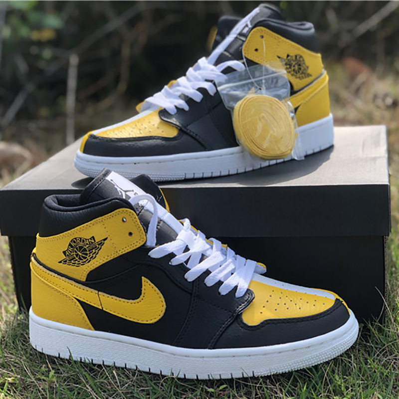 Jordan AJ1 Retro High Black/Yellow/White - EUR FASHION