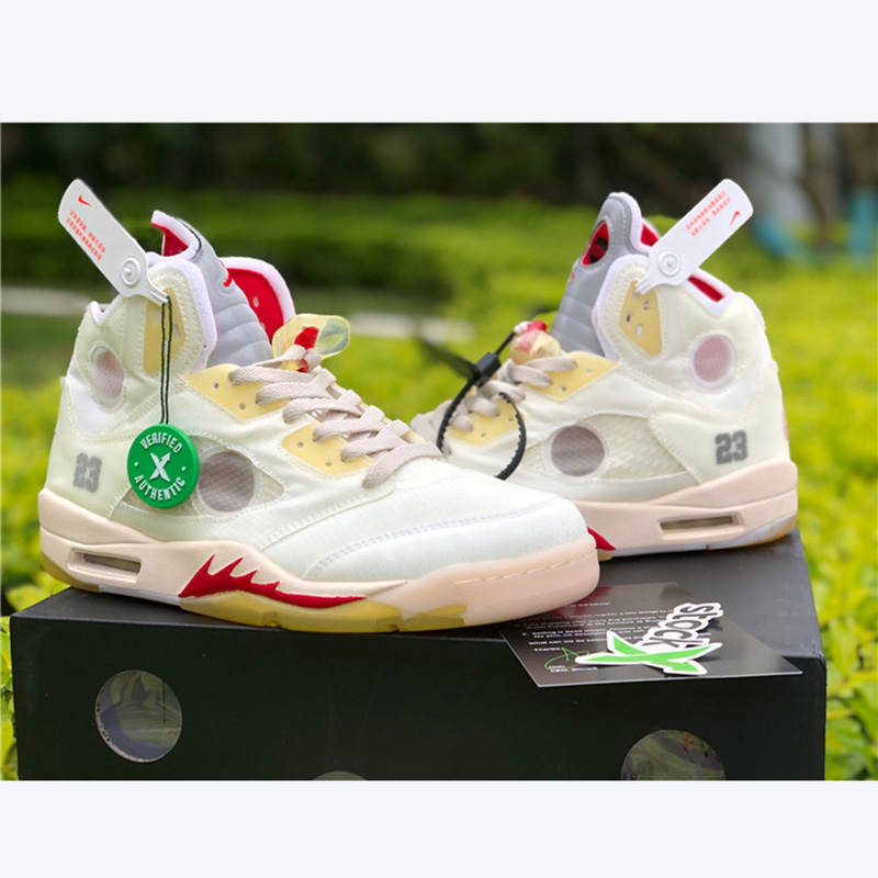 Jordan Offwhite X AJ5 White/Fire Red  - EUR FASHION