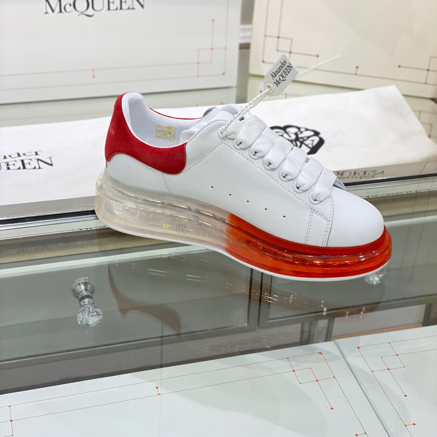 Alexander Mqueen Air Platform Leather Sneakers - EUR FASHION