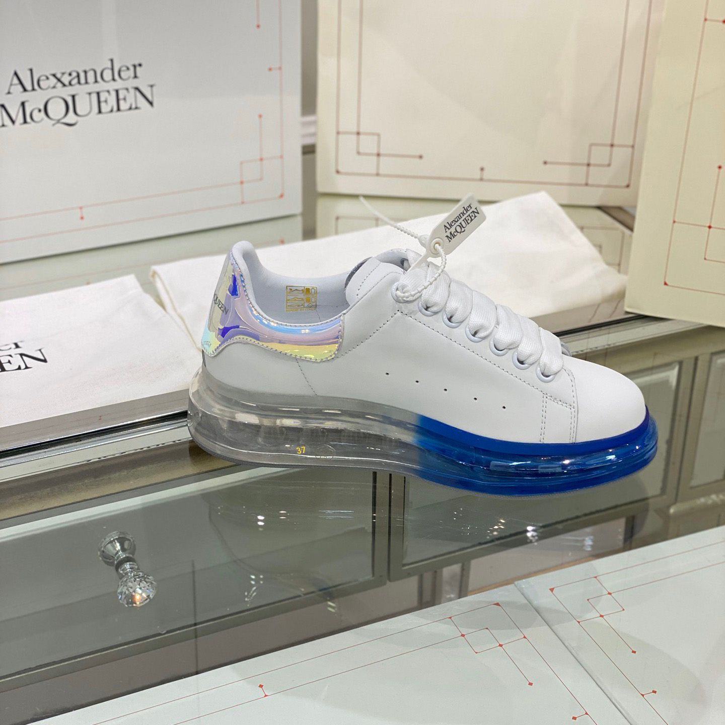 Alexander Mqueen Air Platform Leather Sneakers - EUR FASHION