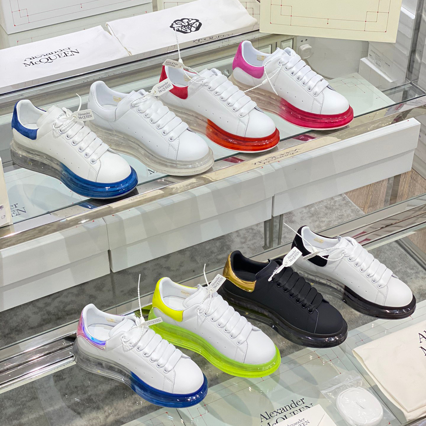 Alexander Mqueen Air Platform Leather Sneakers - EUR FASHION