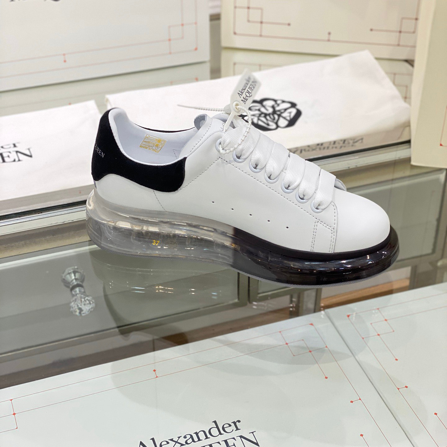 Alexander Mqueen Air Platform Leather Sneakers - EUR FASHION