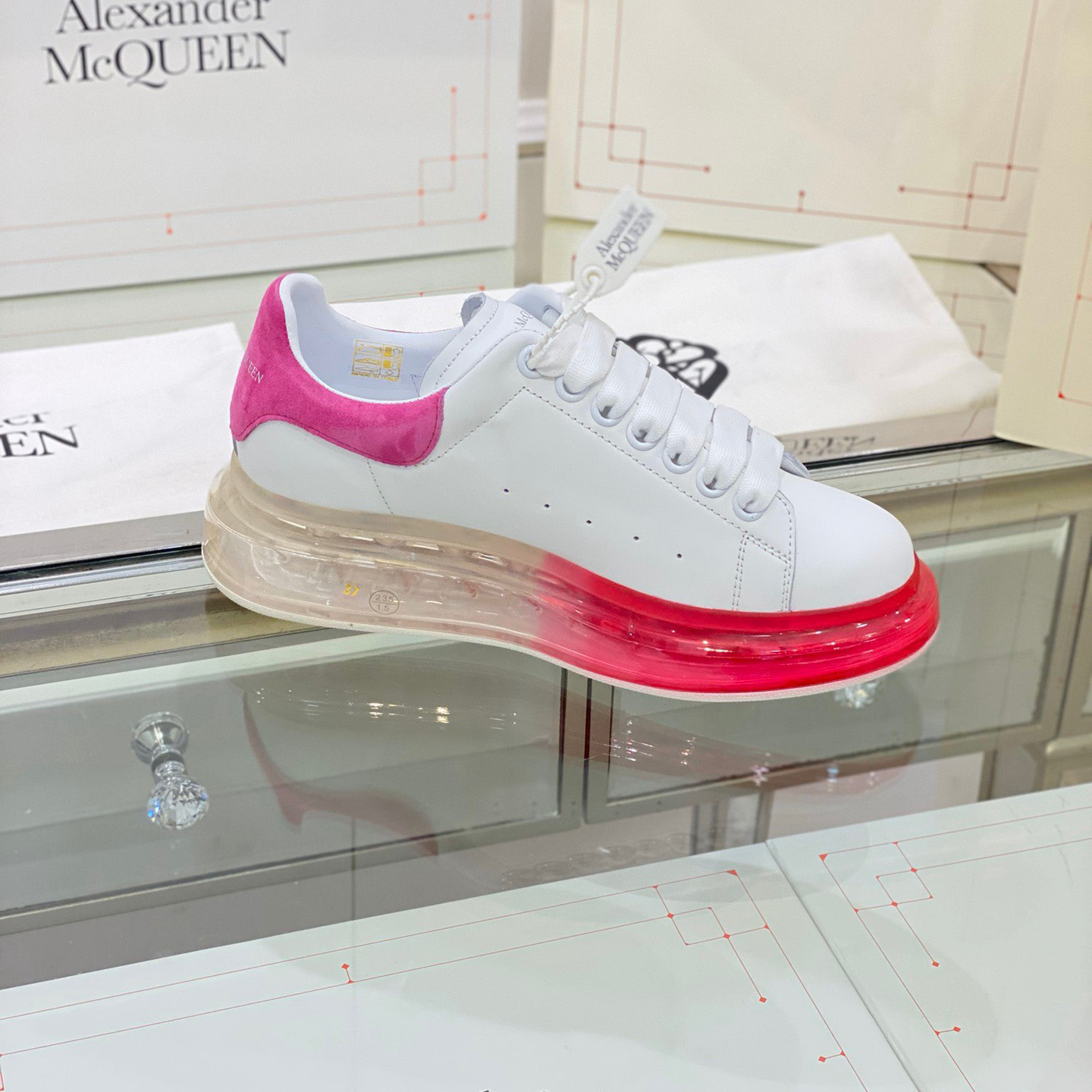 Alexander Mqueen Air Platform Leather Sneakers - EUR FASHION