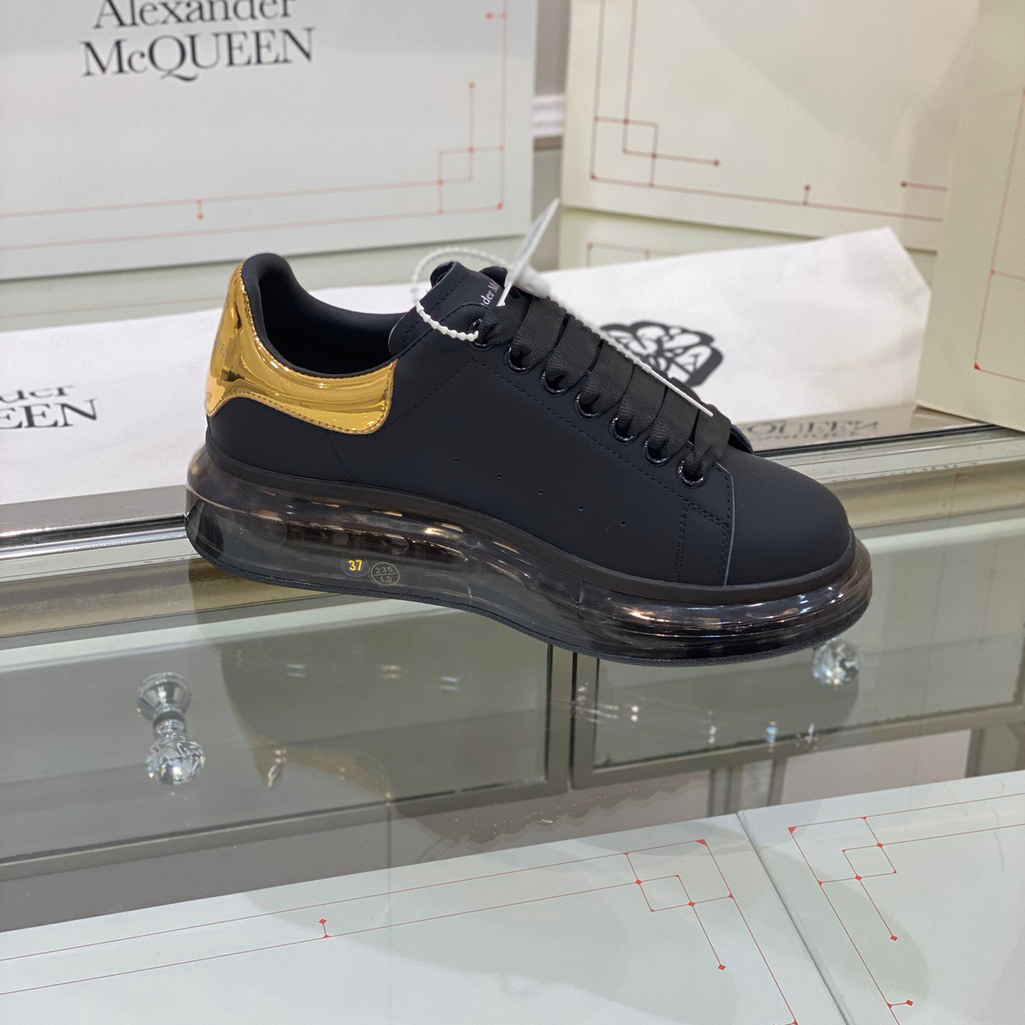 Alexander Mqueen Air Platform Leather Sneakers - EUR FASHION