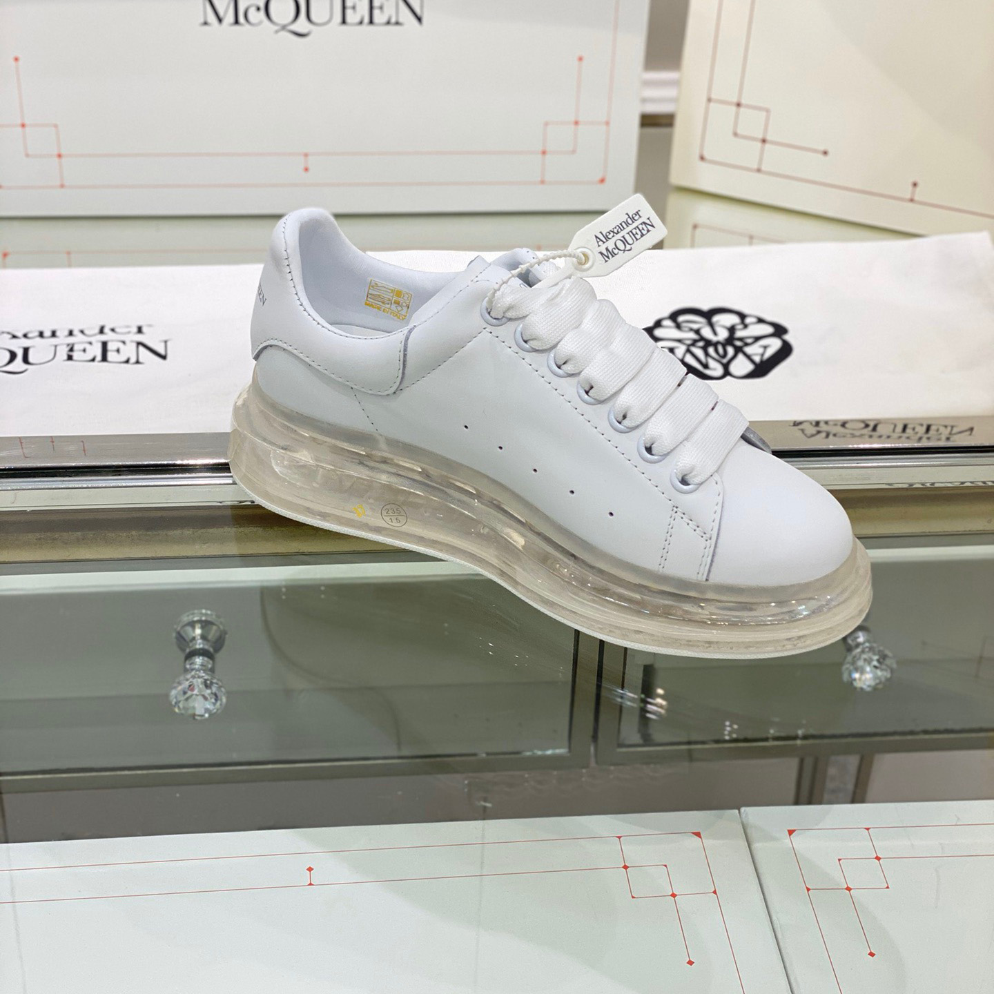 Alexander Mqueen Air Platform Leather Sneakers - EUR FASHION