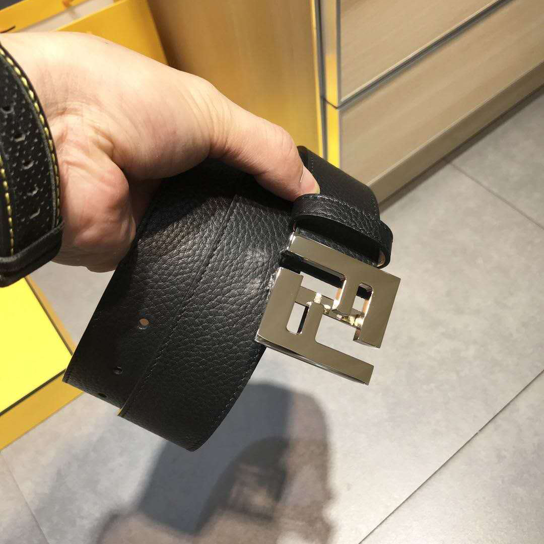 Fendi Black Leather Belt With FF Buckle - EUR FASHION