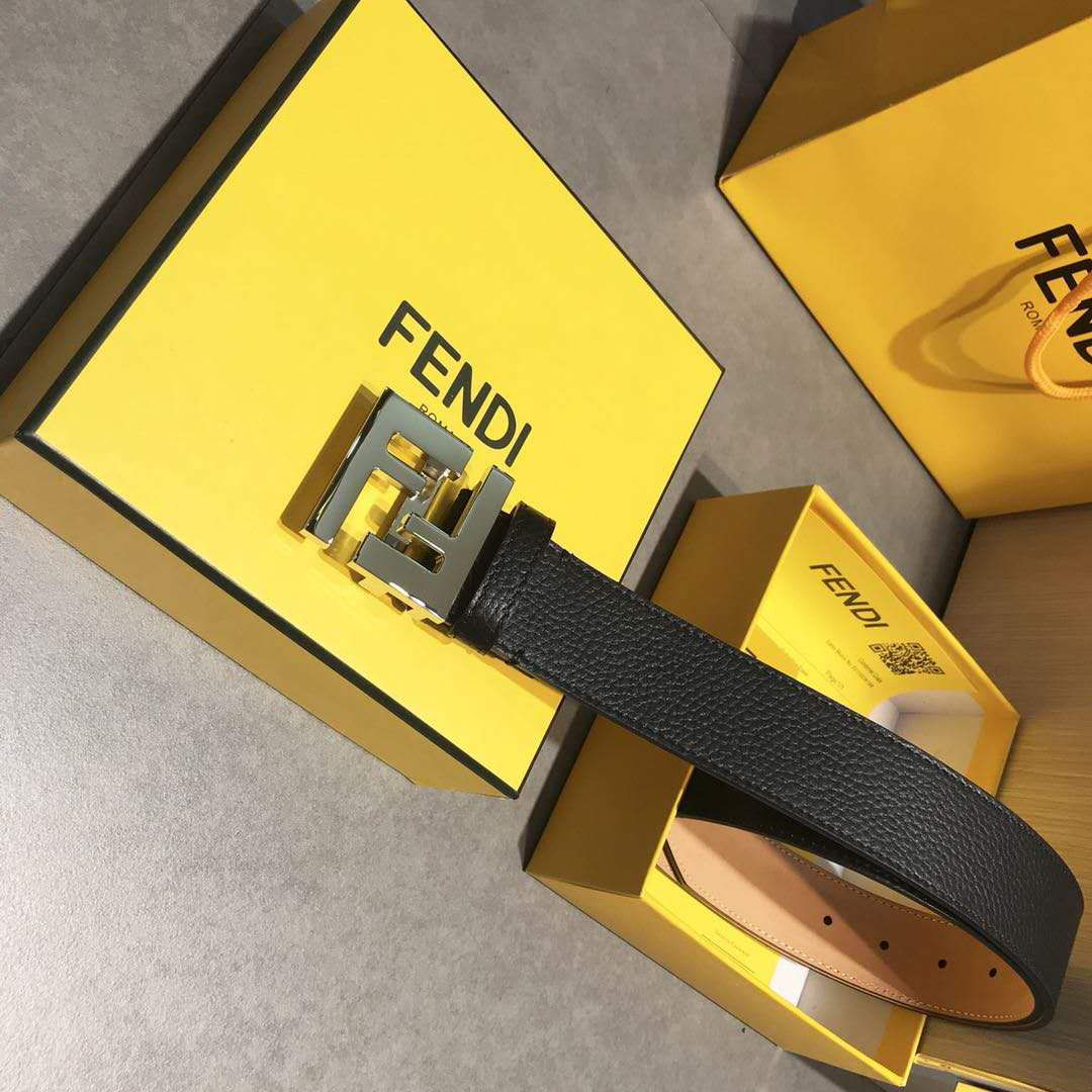 Fendi Black Leather Belt With FF Buckle - EUR FASHION