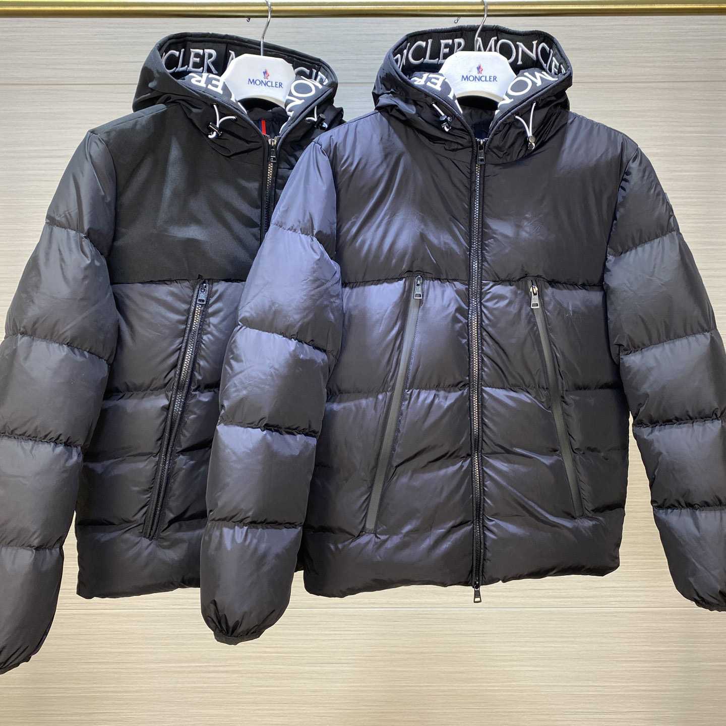 Moncler Down Jacket With Moncler Embroidered Ribbon Trim(Black) - EUR FASHION