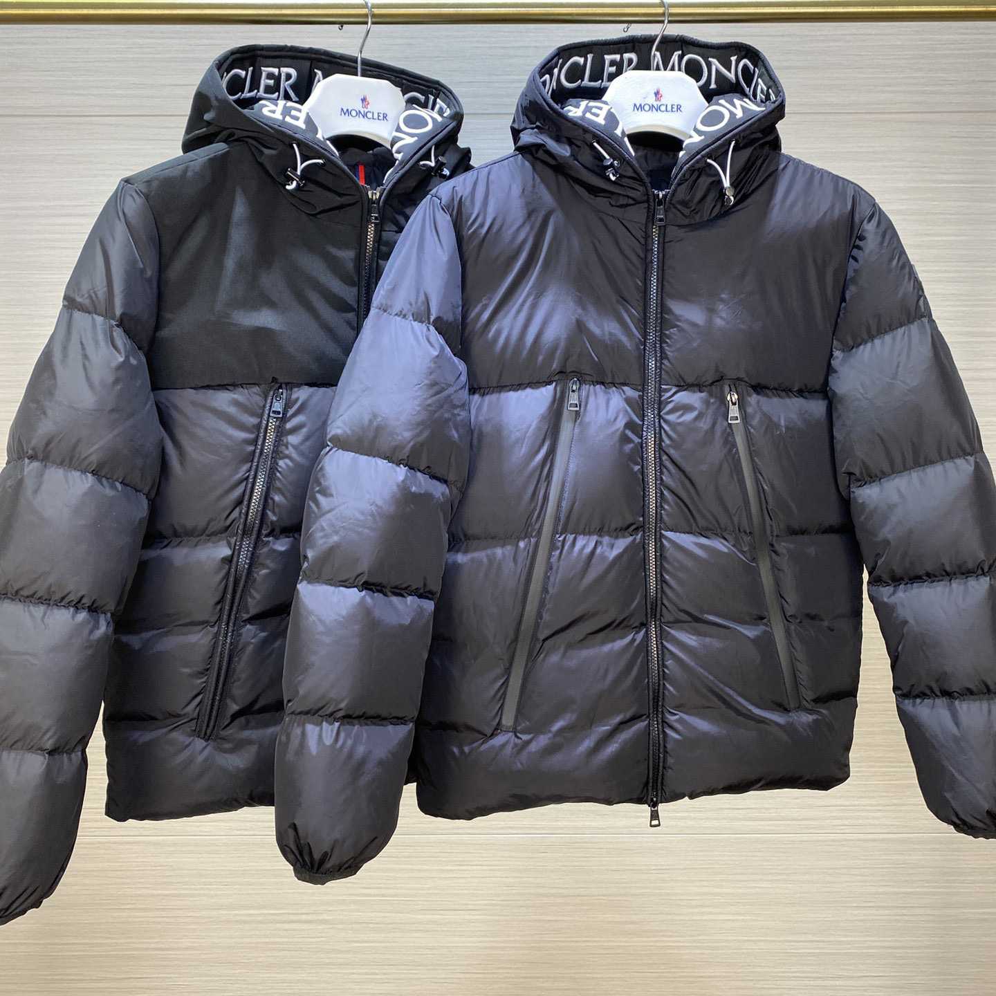Moncler Down Jacket With Moncler Embroidered Ribbon Trim(Black) - EUR FASHION