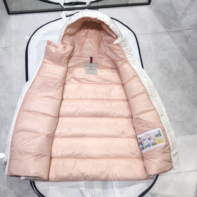 Moncler White Zipper Down Jacket  - EUR FASHION