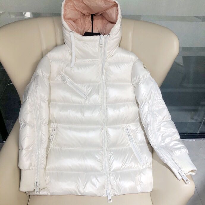 Moncler White Zipper Down Jacket  - EUR FASHION