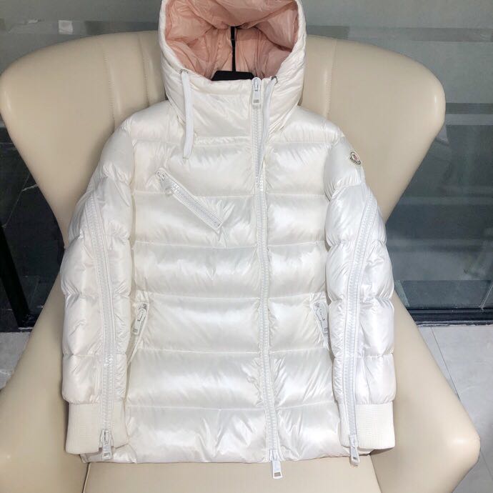 Moncler White Zipper Down Jacket  - EUR FASHION